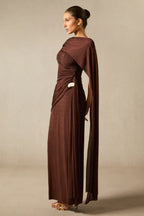 Aubrie Draped Cape Maxi Dress - TEVQA