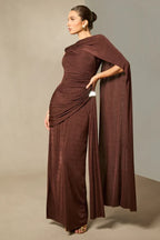 Aubrie Draped Cape Maxi Dress - TEVQA
