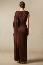 Aubrie Draped Cape Maxi Dress - TEVQA