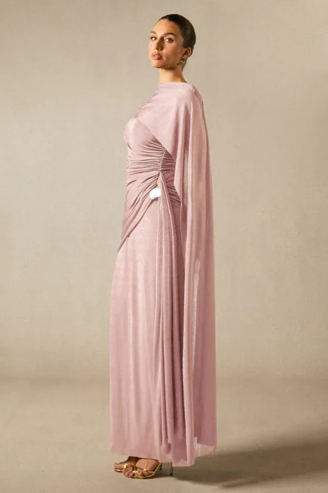 Aubrie Draped Cape Maxi Dress - TEVQA