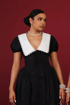 Athena Puff Sleeve Midi Dress - TEVQA