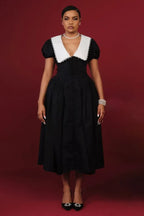 Athena Puff Sleeve Midi Dress - TEVQA