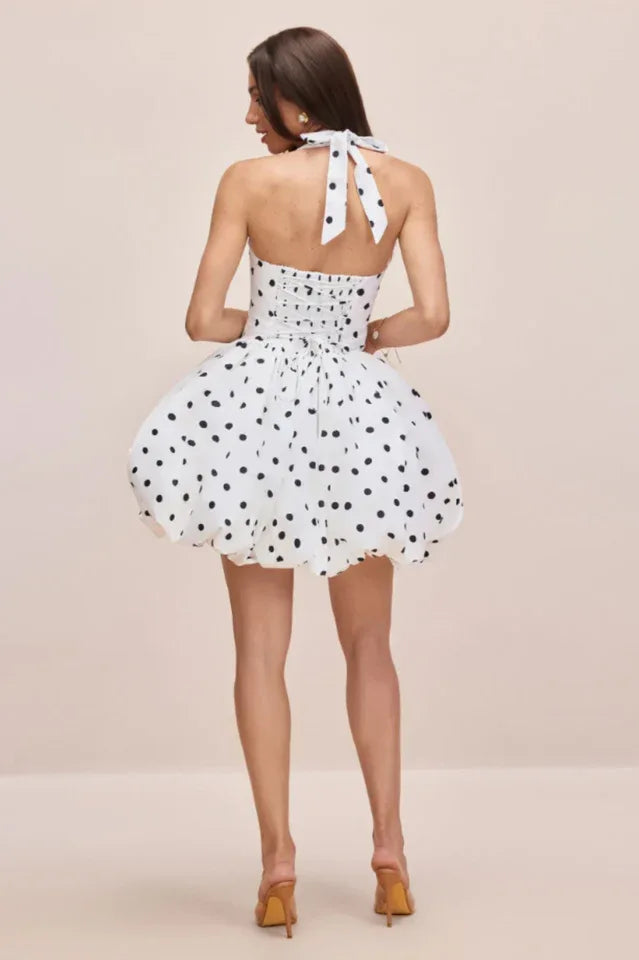 Vivianne Polka Dot Bubble Hem Dress - TEVQA