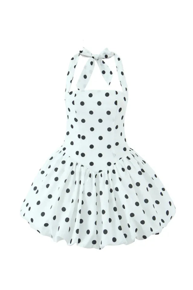 Vivianne Polka Dot Bubble Hem Dress - TEVQA
