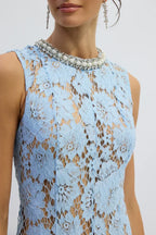 Ariana Floral Lace Sleeveless Midi Dress - TEVQA