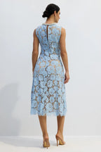 Ariana Floral Lace Sleeveless Midi Dress - TEVQA