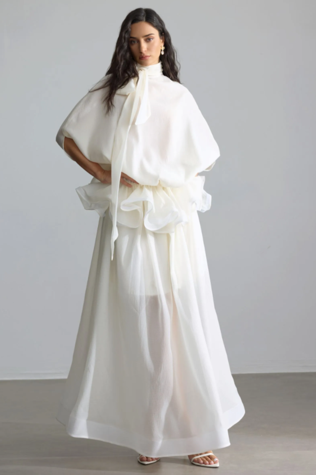 Eliza Tie Neck Semi-Sheer Dress | Dress In Beauty