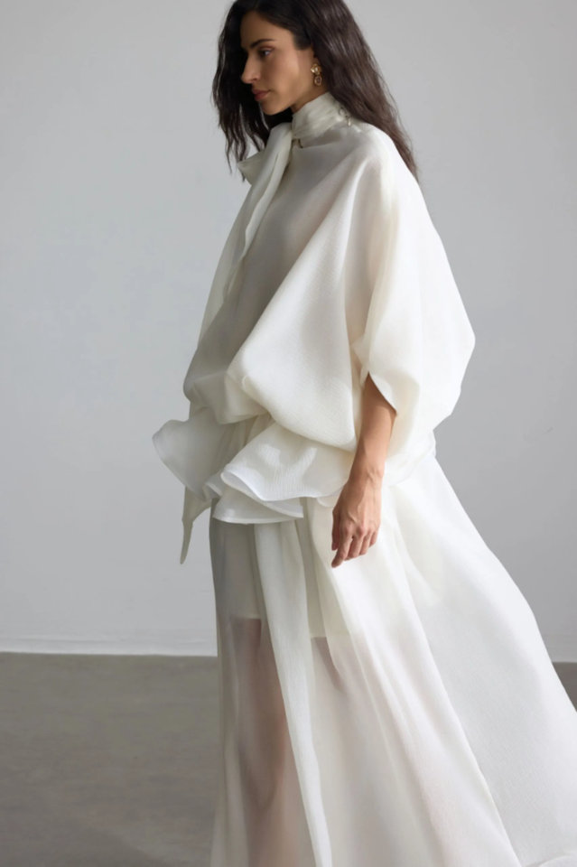 Eliza Tie Neck Semi-Sheer Dress | Dress In Beauty