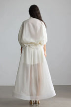 Eliza Tie Neck Semi-Sheer Maxi Dress - View 6 | TEVQA