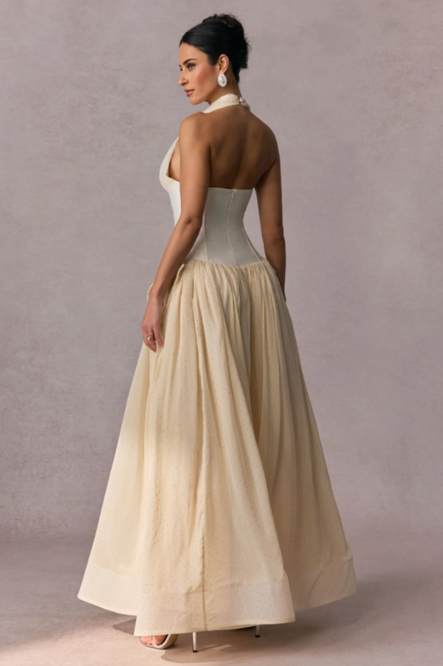 Vivien Halterneck Tulle Overlay Maxi Dress | Dress In Beauty