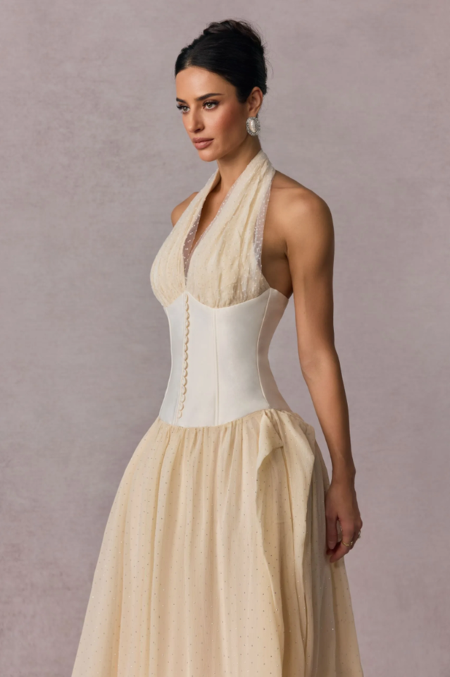 Vivien Halterneck Tulle Overlay Maxi Dress | Dress In Beauty