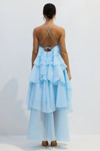 Halterneck Tiered Ruffle Maxi Dress - View 8 | TEVQA