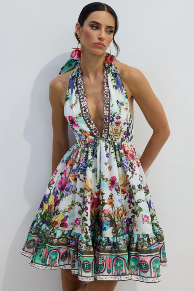Alice Floral Print Halter Neck Mini Dress | Dress In Beauty