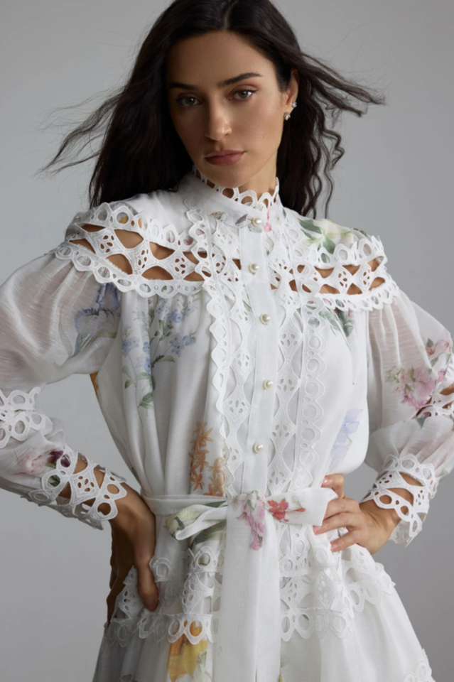 Alice Floral Print Lace Panelled Mini Dress | Dress In Beauty