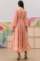 Sabina Stand Collar Lace Trim Maxi Dress | Dress In Beauty