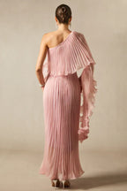 Khloe One Shoulder Pleated Ruffle Maxi Dress - TEVQA