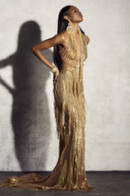 Kimberley Sleeveless Beaded Fringe Maxi Dress - TEVQA