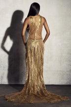 Kimberley Sleeveless Beaded Fringe Maxi Dress - TEVQA