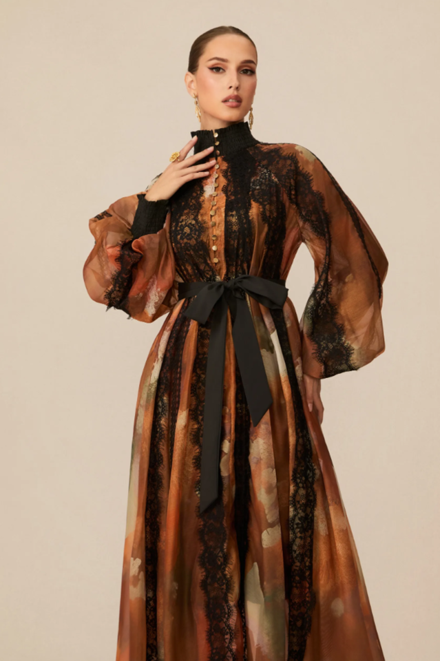 Alluring Glam Lace Panel Midi Dress