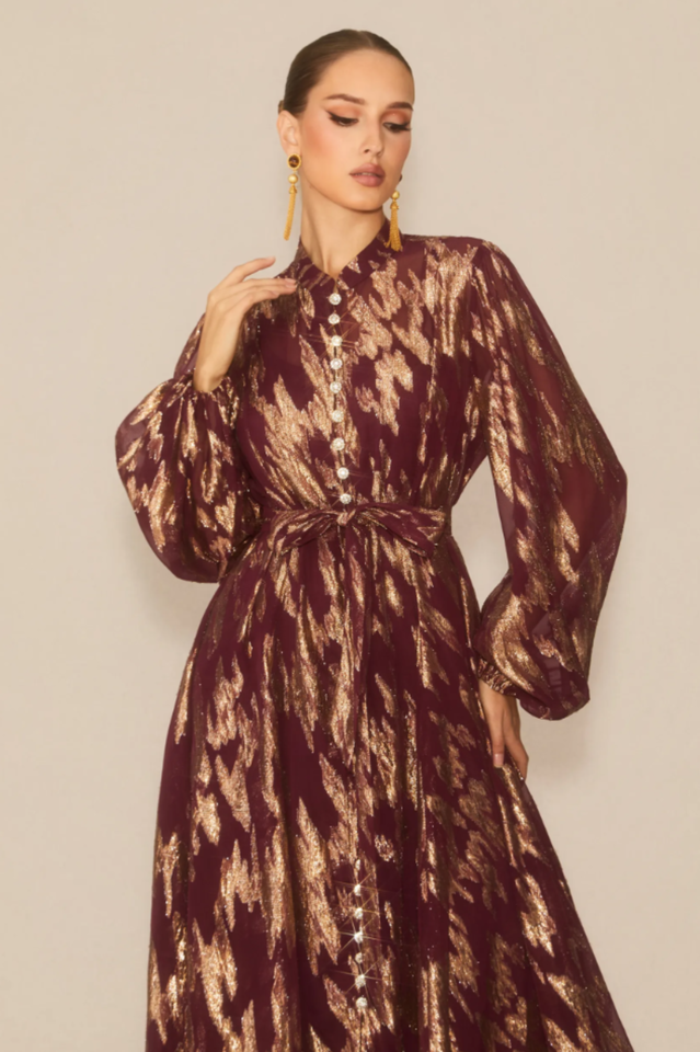 Aitana Metallic Print Maxi Dress