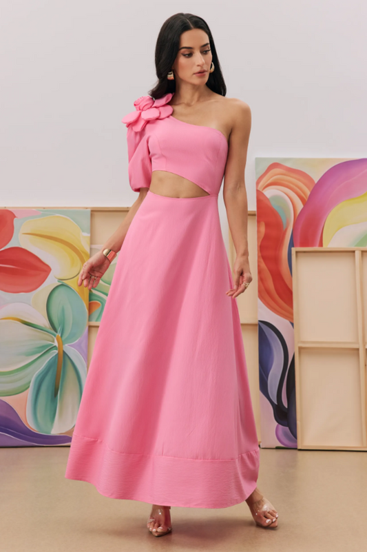 Lea Flower Cut Out Midi Dress