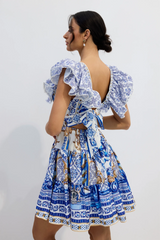 Kyla Printed Plunge Neck Mini Dress