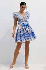 Kyla Printed Plunge Neck Mini Dress