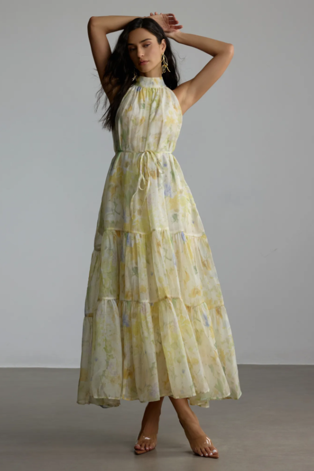 Fiona Floral Print Sleeveless Maxi Dress