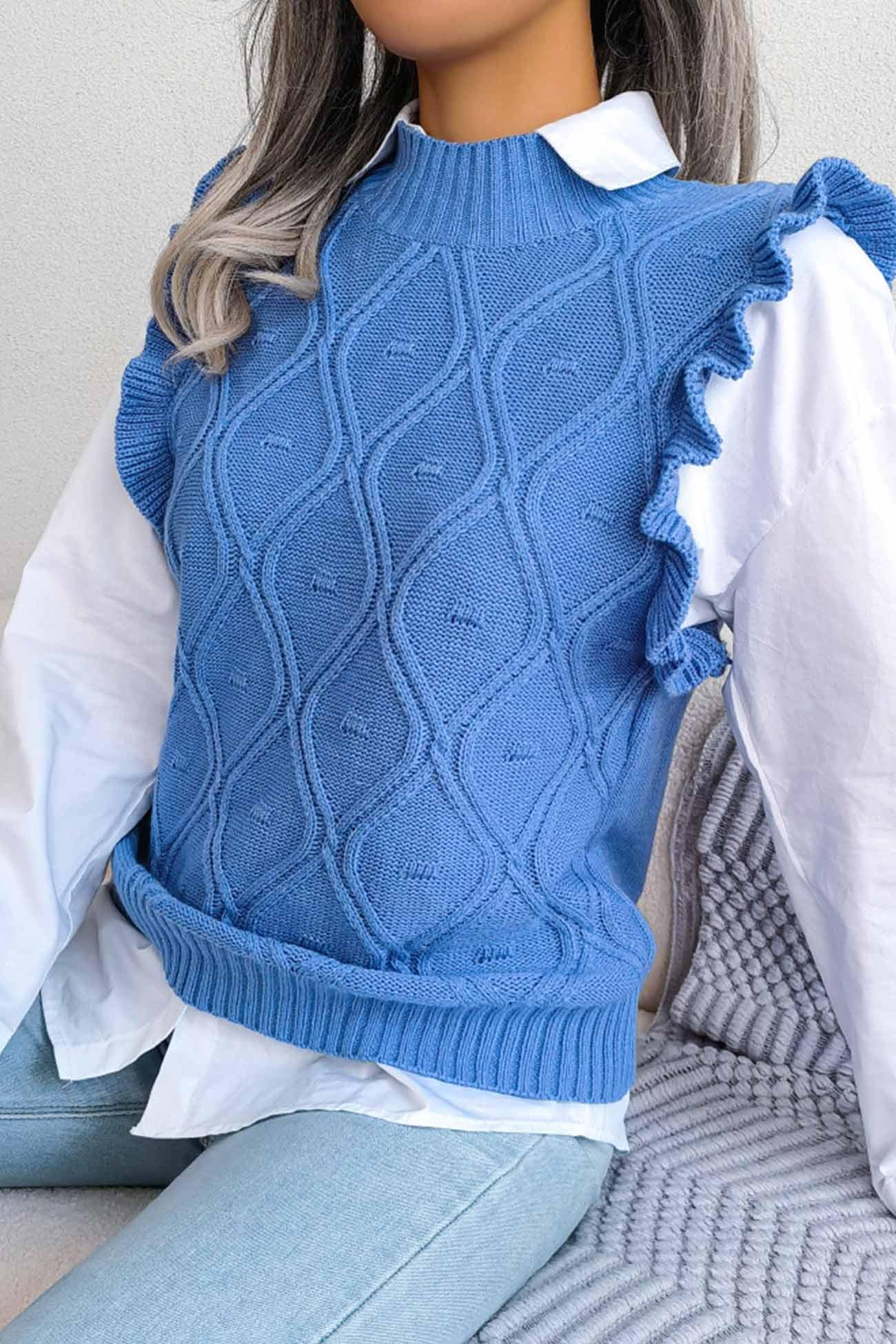 Diamond Knit Sweater Vest - View 8 | TEVQA