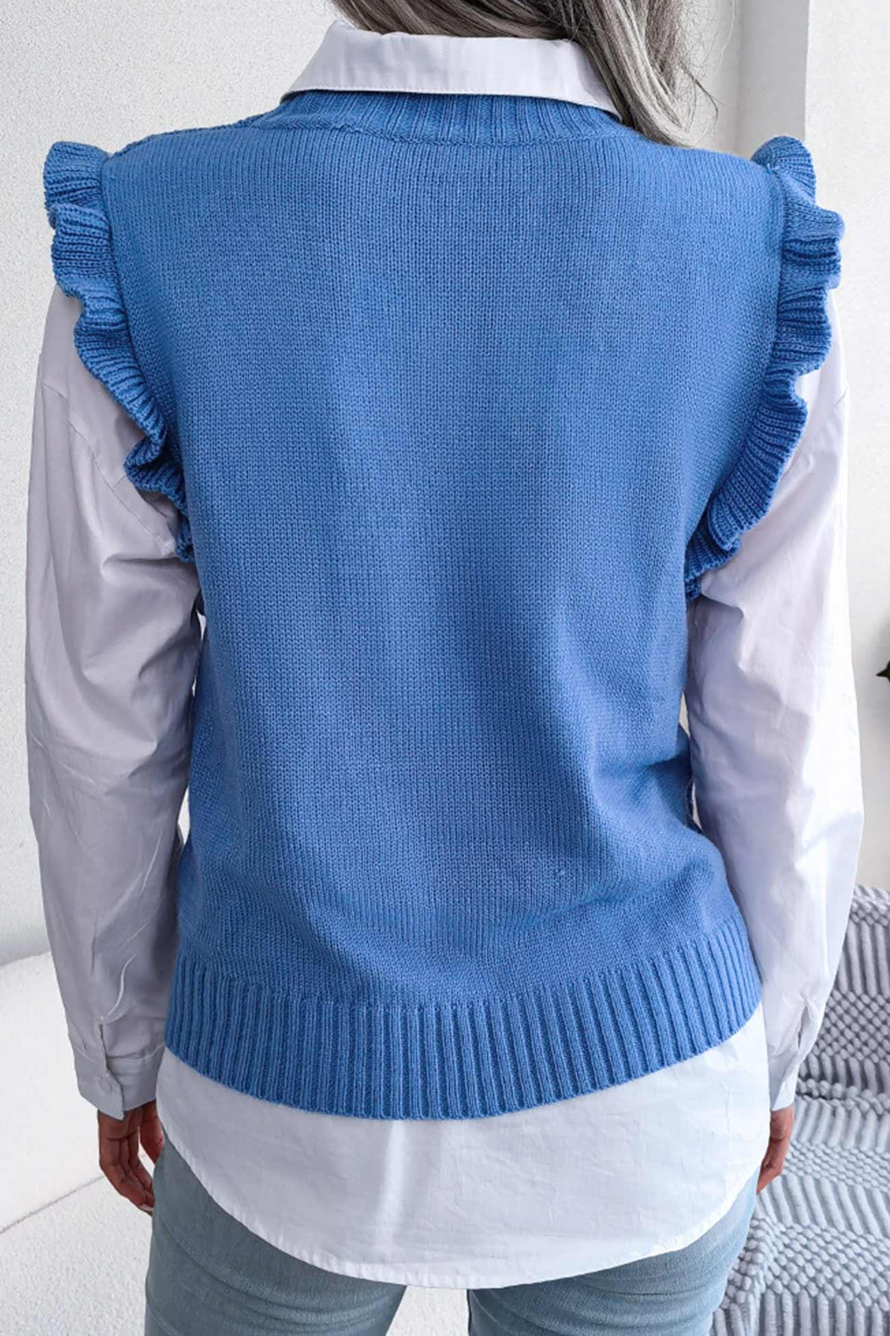 Diamond Knit Sweater Vest - View 9 | TEVQA