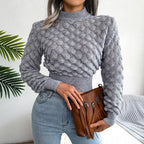 Textured Diamond Knit Crop Sweater - View 6 | TEVQA