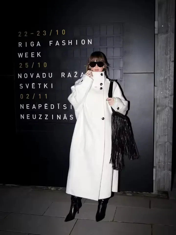 Long Wool Blend Coat with Funnel Neck Secondary image