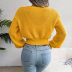 Yellow Cable Knit Sweater - TEVQA