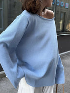 Heavyweight cotton knit sweater with open back detail - View 12 | TEVQA