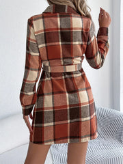 Green Plaid Belted Shirt Dress - View 14 | TEVQA