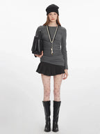 90s Minimalist Ruched Long Sleeve Top - TEVQA