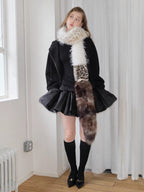 Patchwork Faux Fur Scarf Leopard Print Extra Long 96 Inch Y2K