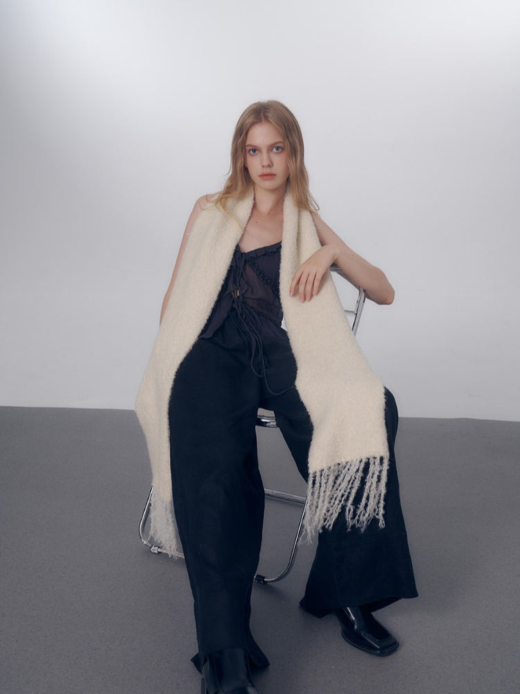 Korean Chic Bouclé Wool Blend Scarf