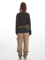Vintage Charcoal Slouchy V-Neck Cardigan - TEVQA
