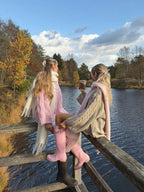 Chunky cable knit sweater with crew neck and bell sleeves - View 11 | TEVQA