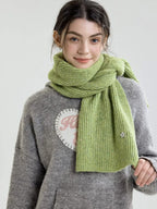 Y2K Star Accent Ribbed Knit Scarf - TEVQA