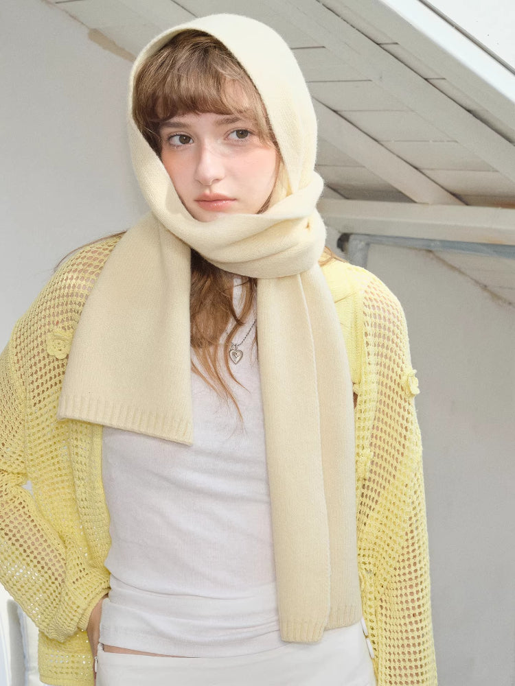 Soft knit scarf in cream yellow - View 2 | TEVQA