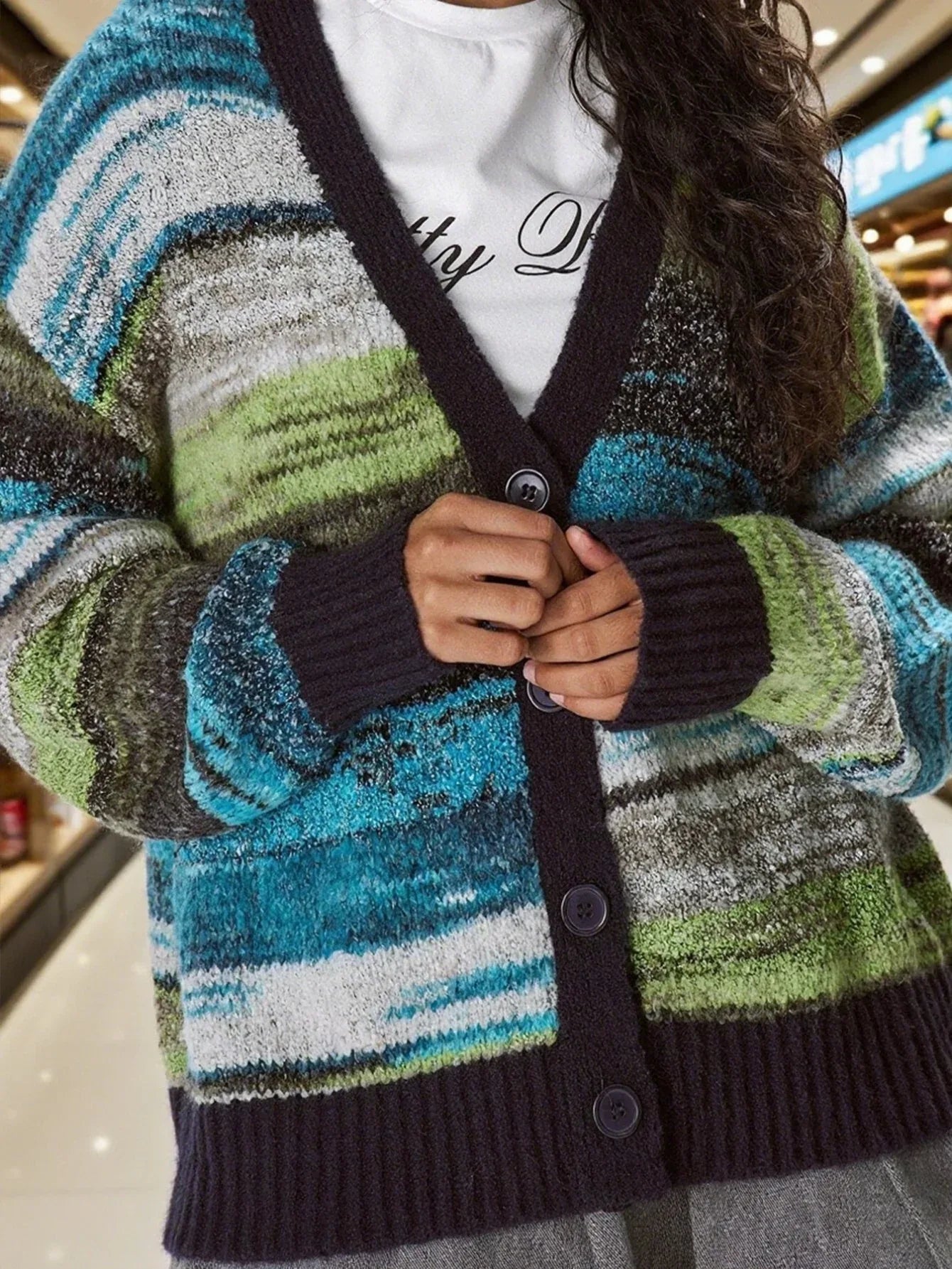 Retro Space-Dye Gradient Cardigan - View 10 | TEVQA