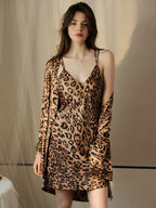 Satin slip dress and robe set - View 6 | TEVQA