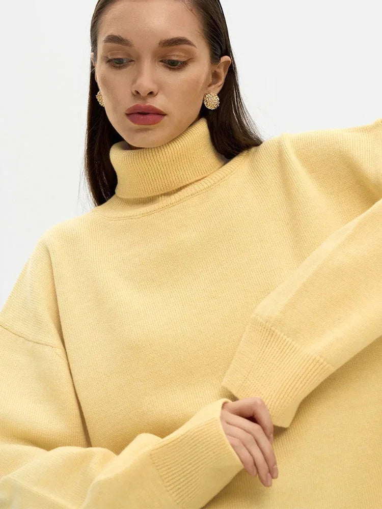Classic oversized high neck knit sweater - View 8 | TEVQA