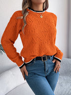 Khaki Textured Knit Sweater - TEVQA