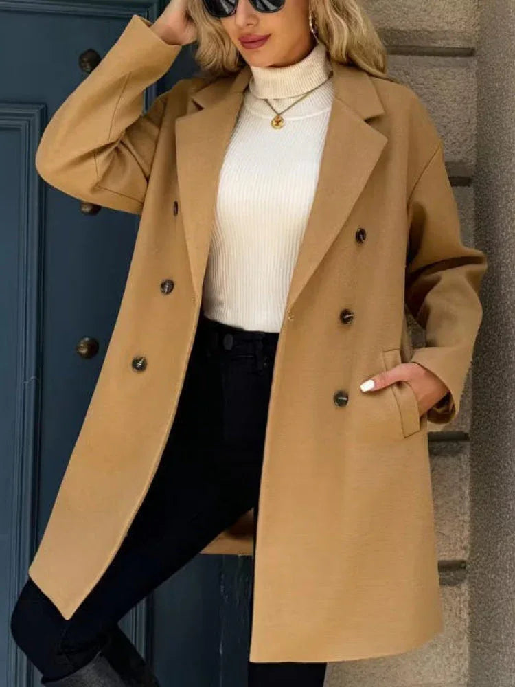The Clara Classic Double-Breasted Coat - TEVQA Main image