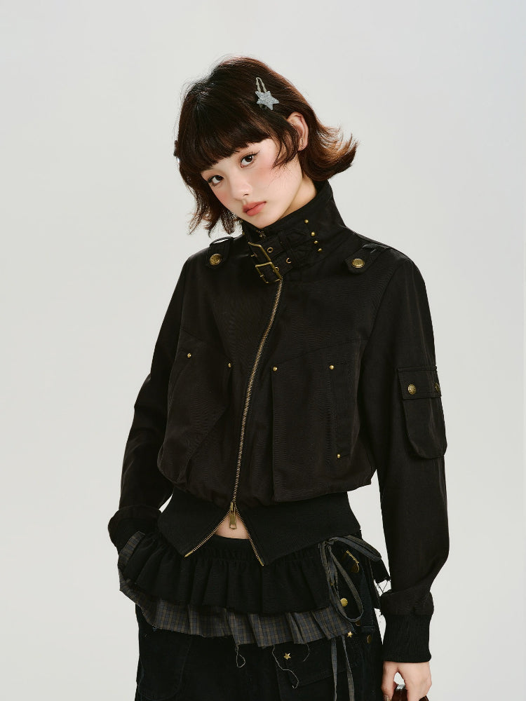American Retro Utility Pocket Jacket Black
