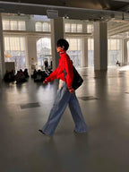 Retro Red CCCP Varsity Sweater with sailor collar and striped trim - View 8 | TEVQA