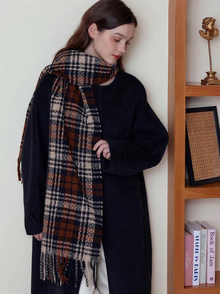 Vintage Academy Plaid Scarf - TEVQA